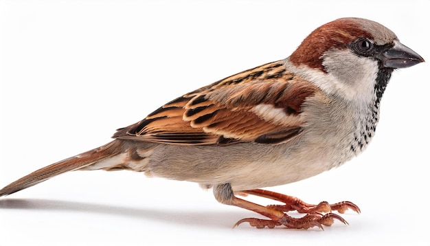 House Sparrow Bird Close Up White Background