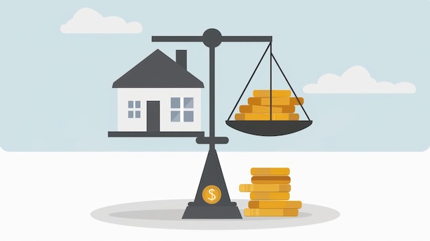 House vs Money on a Scale A Symbolic Illustration of the Relationship Between Home Ownership and Finance