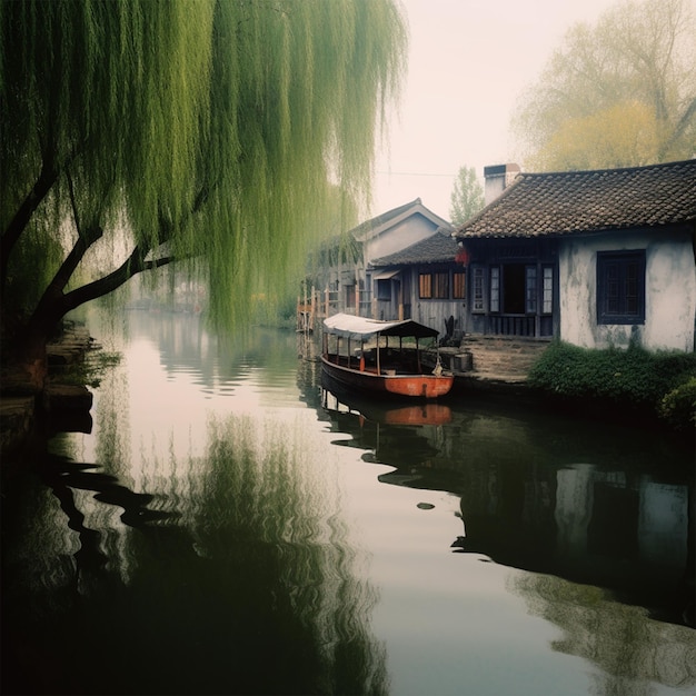 House Weeping Willow Boat River