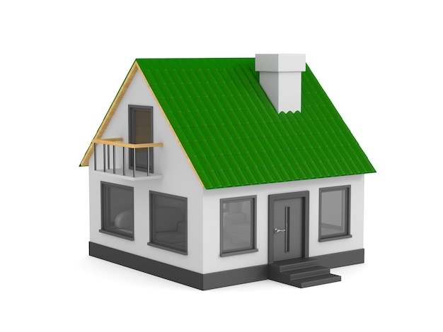 House on white background Isolated 3D illustration