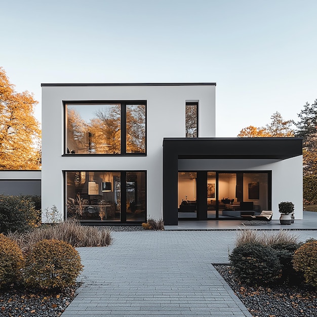 Photo a house with a black roof and a white door that says quot the house quot