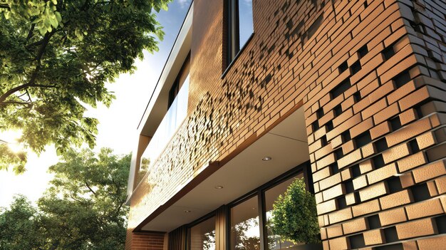 Photo a house with a brick wall and a window that saysthe wordon it