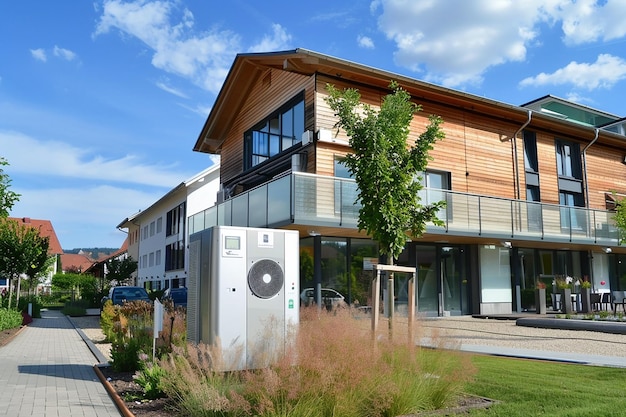 a house with a double deck and a large window that says the address of the house