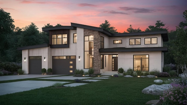 a house with a driveway and a driveway with a sky background