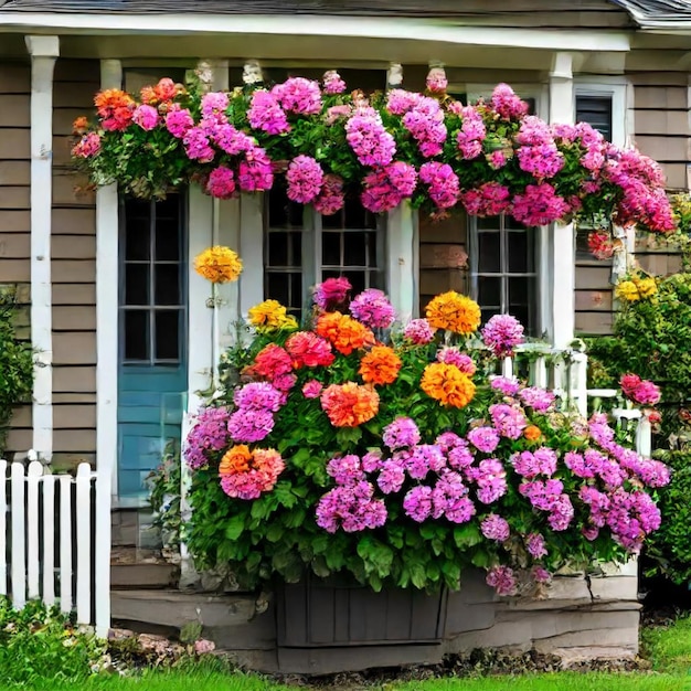 a house with a flower pot on the front porch