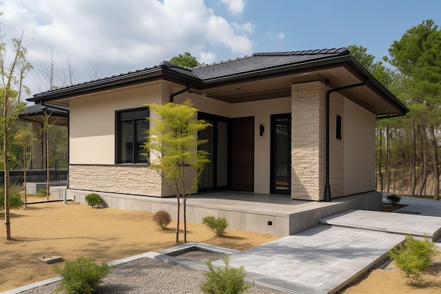 A house with a front yard and a driveway