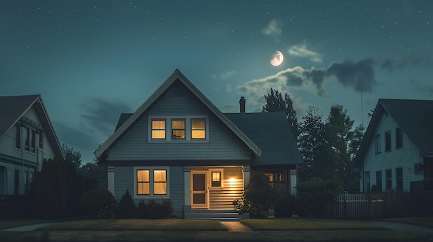 A House with a Full Moon in the Sky