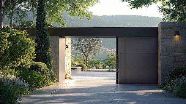 a house with a garage door that says  the garage