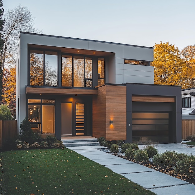 Photo a house with a garage door that says quot welcome to the street quot