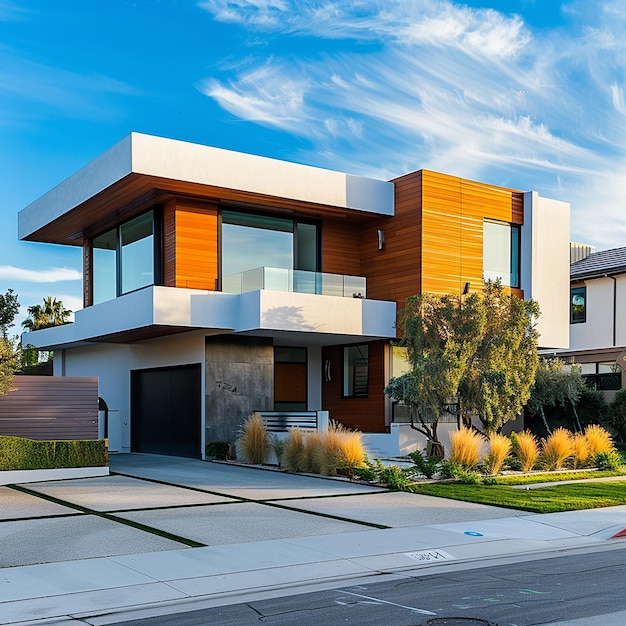 a house with a garage that has a house on the front