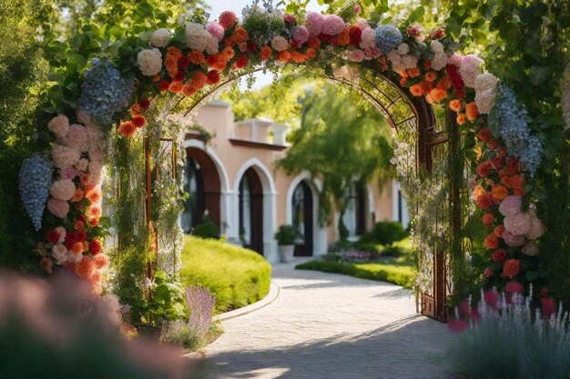 a house with a garden gate that says  boquet