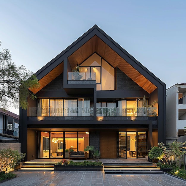 a house with a large front porch and a balcony with a view of the outside