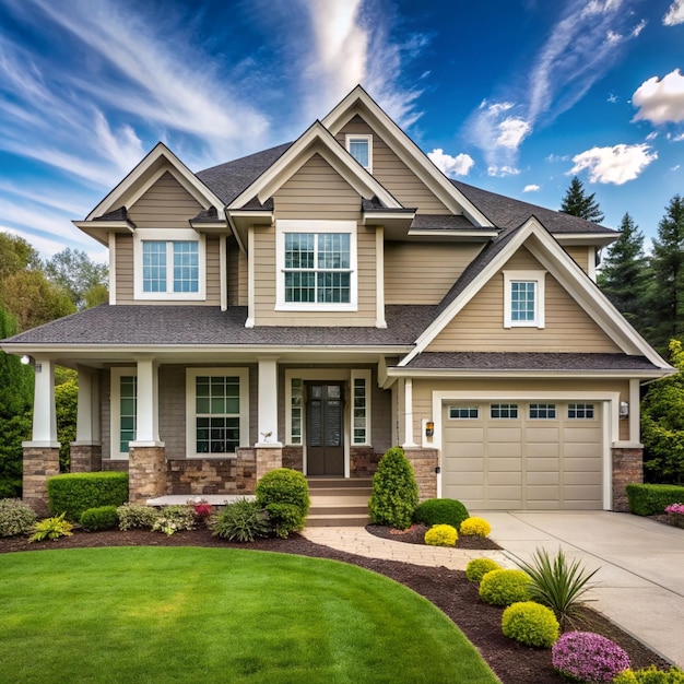 a house with a large front porch and a large front door