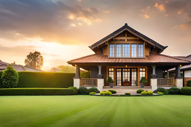 A house with a large front porch and a large front porch.