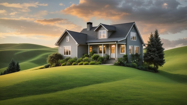 a house with a large front porch and a large window