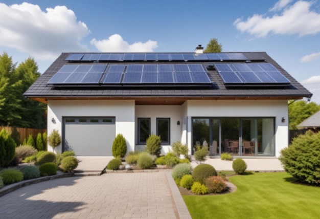 a house with a large solar panel on the roof