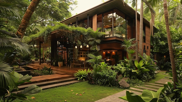 a house with a large window and a porch with a large porch