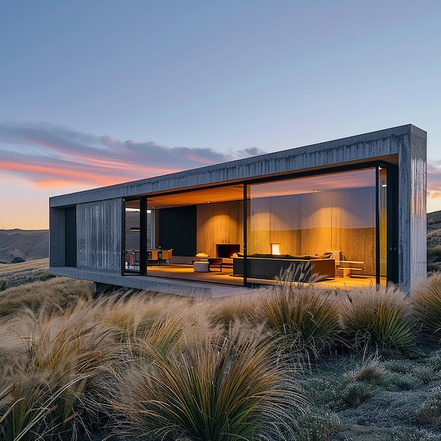 a house with a large window that has a view of the ocean