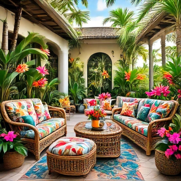 a house with a lot of plants and flowers on the porch