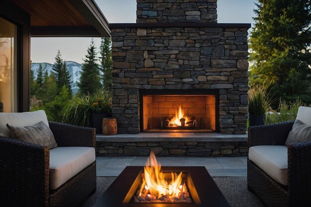 Photo house with outdoor fireplace