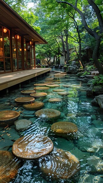 a house with a pond and a house with a pond with water in it