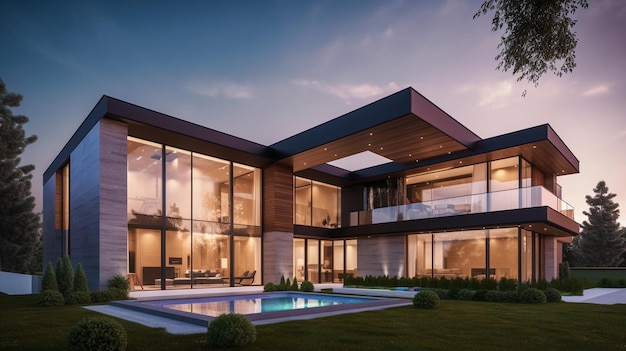 A house with a pool in the backyard