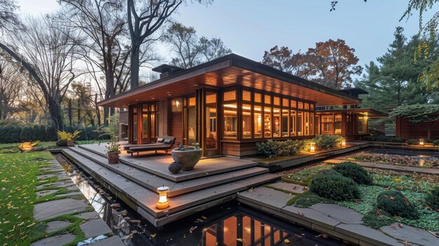 a house with a pool and a house in the background