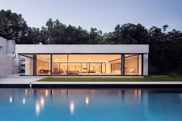 A house with a pool and a pool in the background