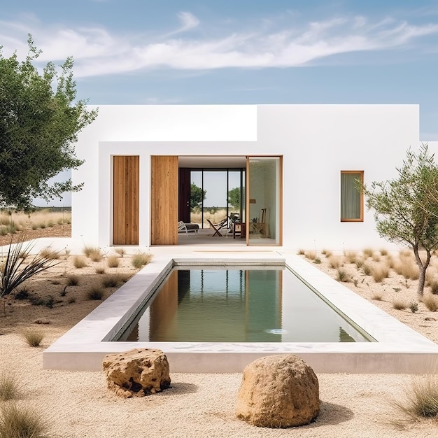 A house with a pool and a pool in the desert