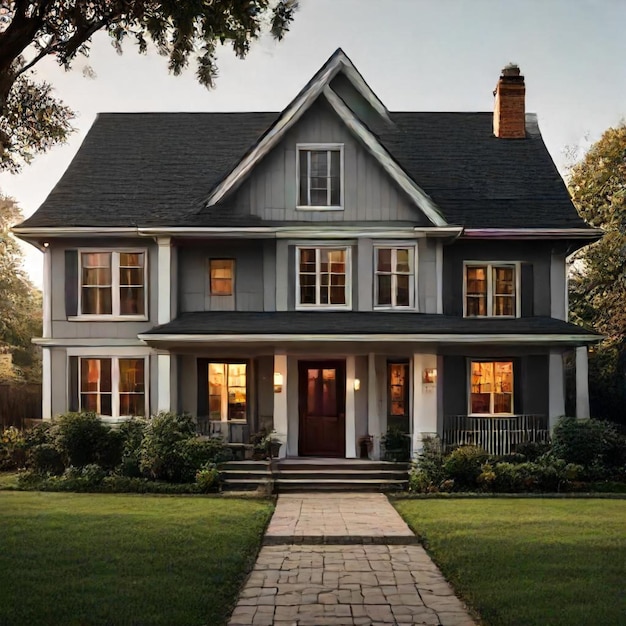 a house with a porch and a porch with a house in the background