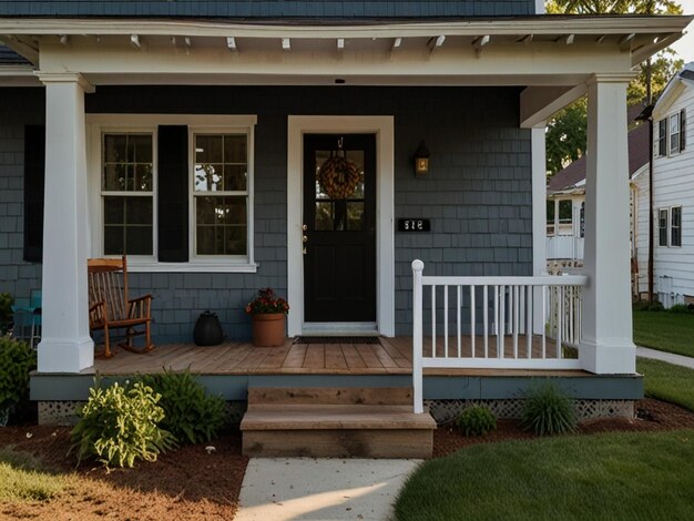 Photo a house with a porch sign that says  e s