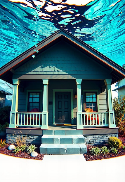 Photo a house with a porch that says  the house