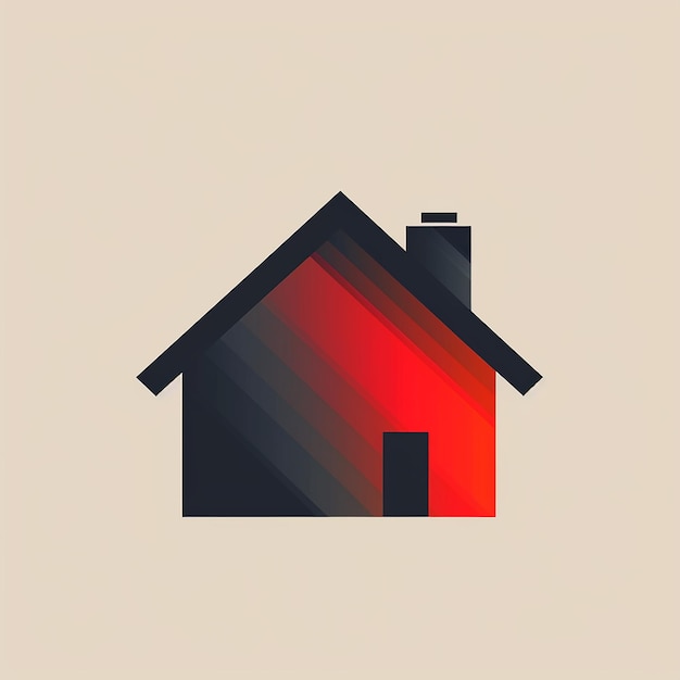 a house with a red and black sign that says quot the house quot