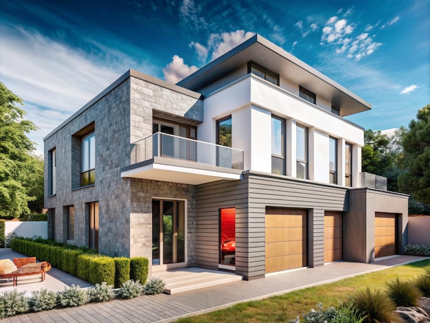 a house with a red door and a red door