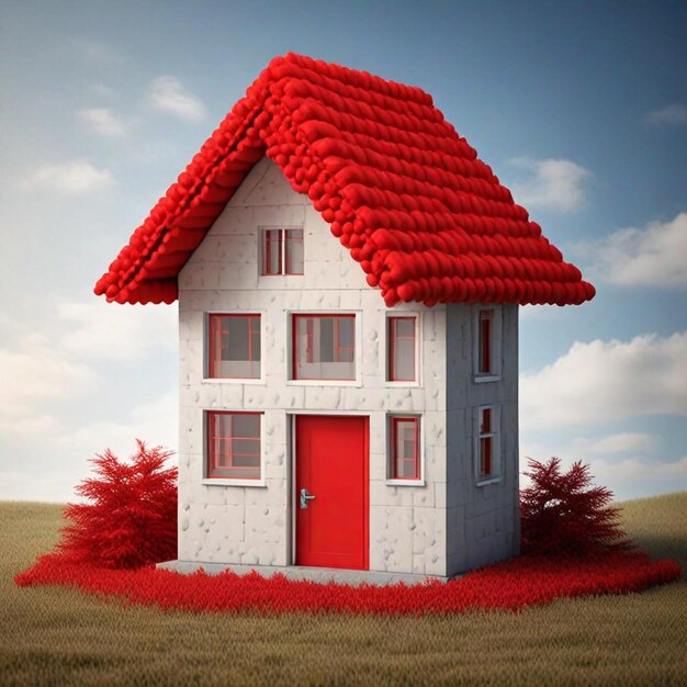 a house with a red door and a red door