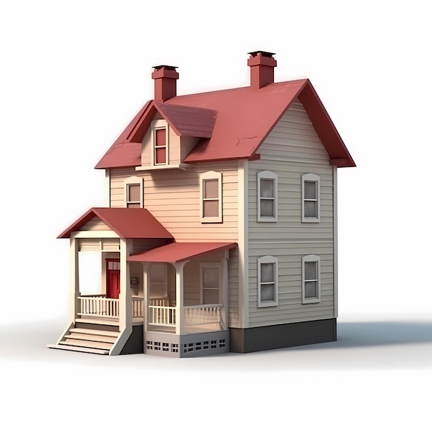 A house with a red roof and a red roof