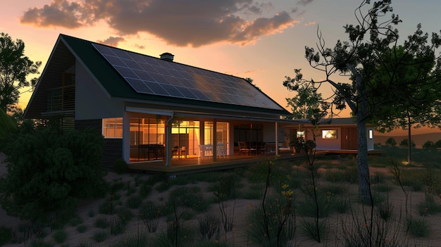 a house with a solar panel on the roof