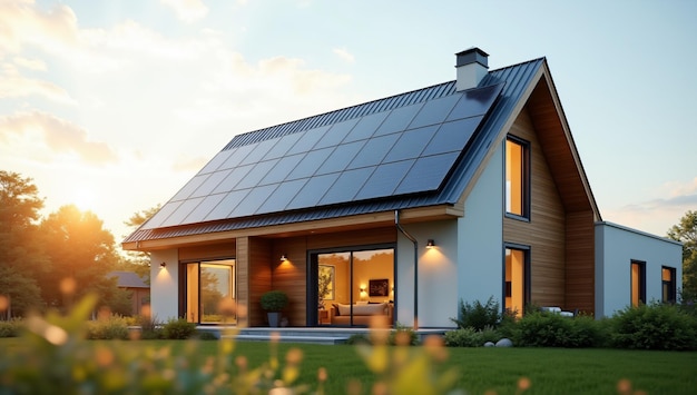 Photo a house with a solar panel on the roof