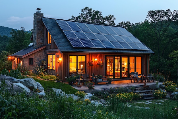 a house with a solar panel on the roof