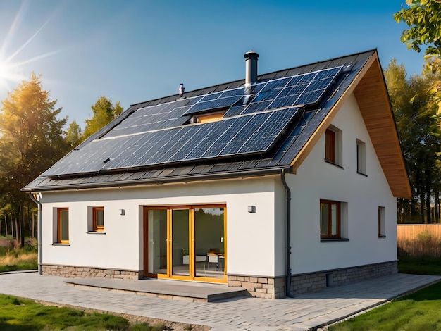 a house with a solar panel on the roof