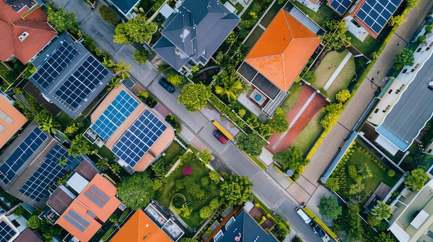 a house with solar panels on the roof and a car driving by