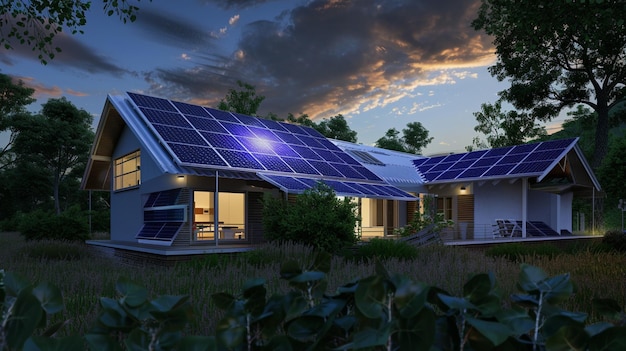 a house with solar panels on the roof and a house with a solar panel on the roof