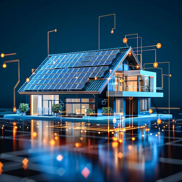 a house with solar panels on the roof and a solar panel on the top