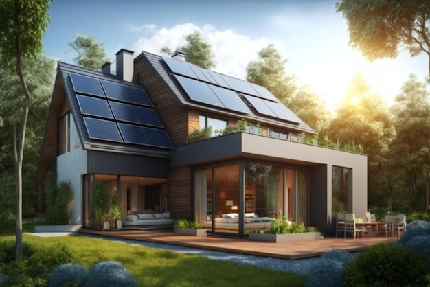 A house with solar panels on the roof