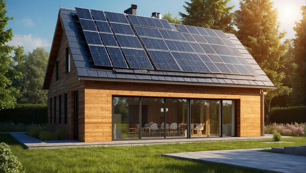 A house with solar panels on the roof