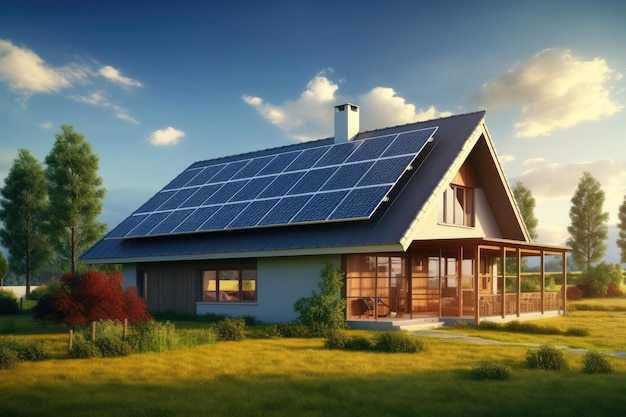 A house with solar panels on the roof