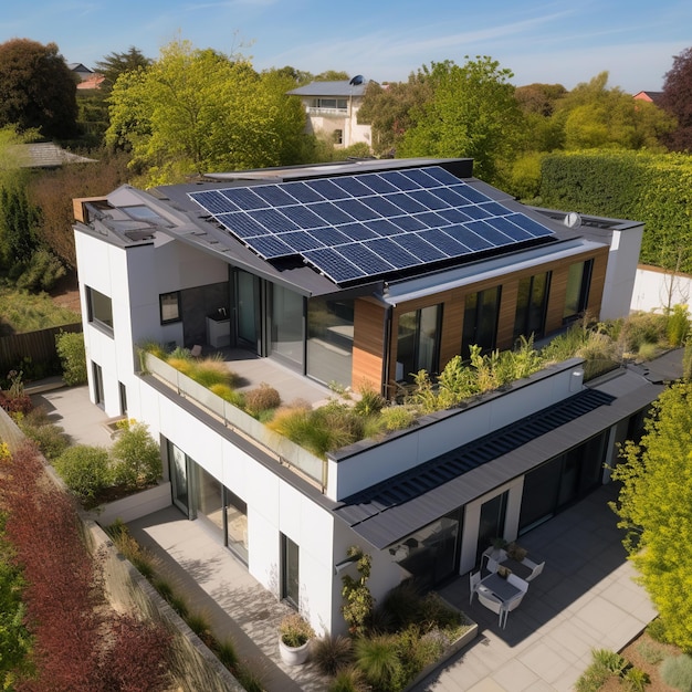 A house with solar panels on the roof