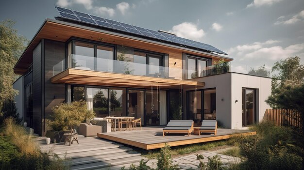 A house with solar panels on the roof