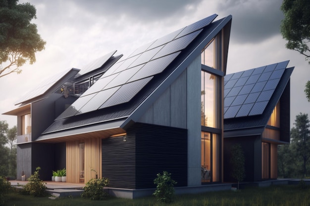 A house with solar panels on the roof