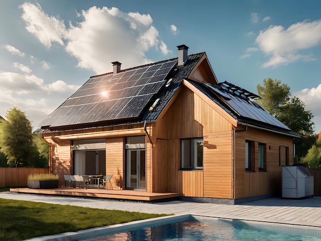 a house with solar panels on the roof